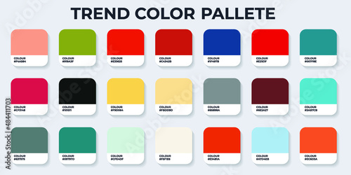 Color Pantone. Trend Colour Guide Palette Catalog Samples in RGB HEX. Neomorphism Vector. color palette for fashion designers, business, and paints colors company