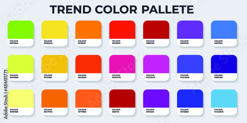 Color Pantone. Trend Colour Guide Palette Catalog Samples in RGB HEX. Neomorphism Vector. color palette for fashion designers, business, and paints colors company