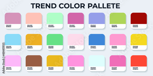 Color Pantone. Trend Colour Guide Palette Catalog Samples in RGB HEX. Neomorphism Vector. color palette for fashion designers, business, and paints colors company