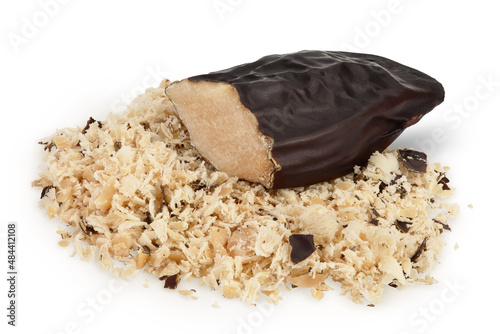 Tonka bean isolated on white background with clipping path and full depth of field. Bean of Dipteryx odorata photo