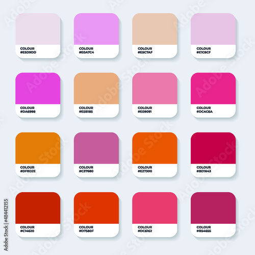 Color Pantone. Trend Colour Guide Palette Catalog Samples in RGB HEX. Neomorphism Vector. color palette for fashion designers, business, and paints colors company