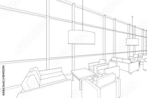 cafe interior sketch
