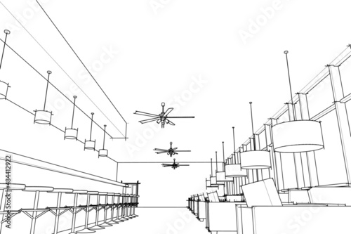 cafe interior sketch