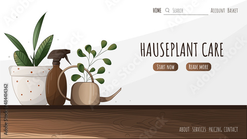Set of web page of houseplants, set for web with pots, set for gardening site, houseplant store concept, houseplant store website, greenhouse, flower shop, houseplant sale