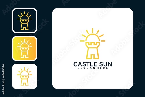 Castle with sun logo design