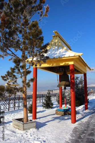 The Buddhist temple bell in winter