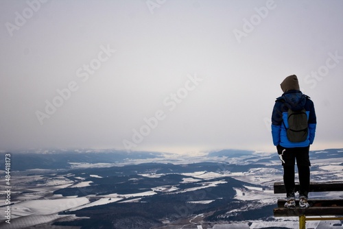 Hiker overlooking after a long trip
