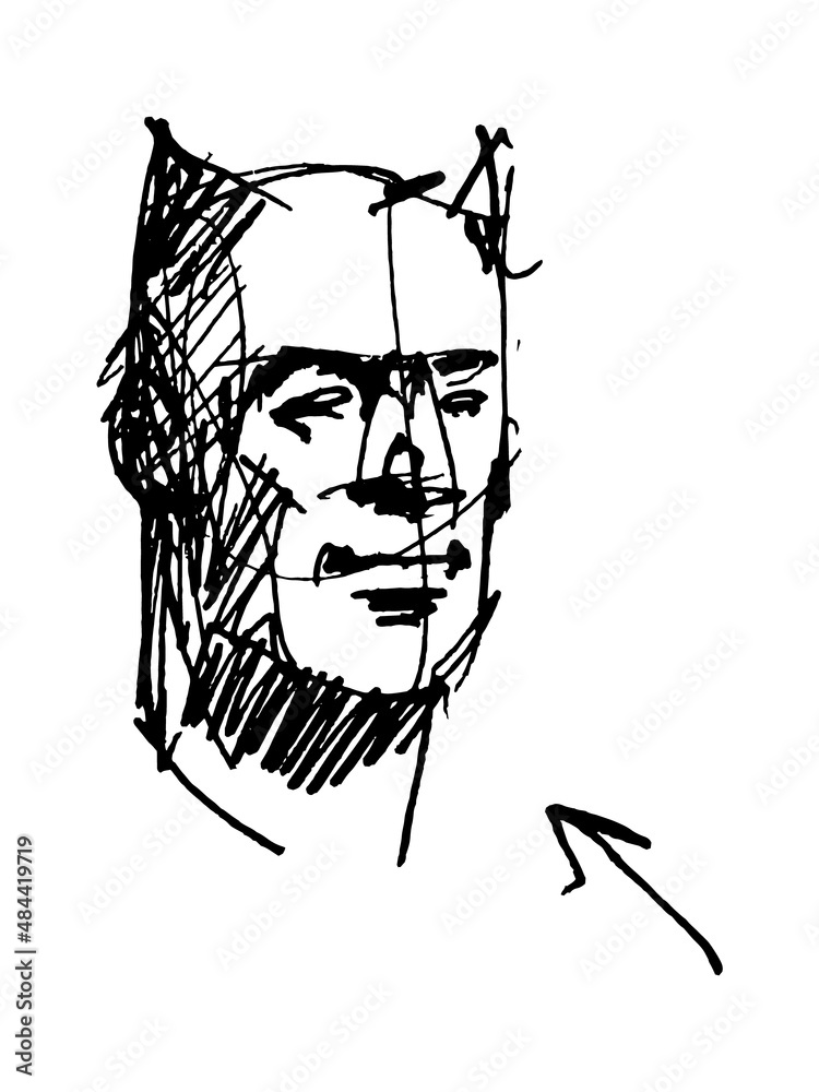 Fototapeta premium Constructive sketch for a portrait of an adult male. Vector illustration