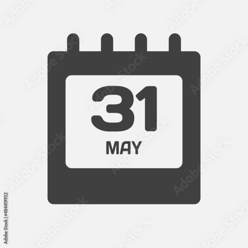 Icon day date 31 May, template calendar page