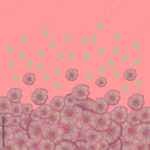 pink and green floral print illustration