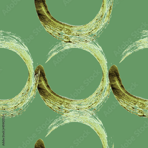 illustration print green circular strokes