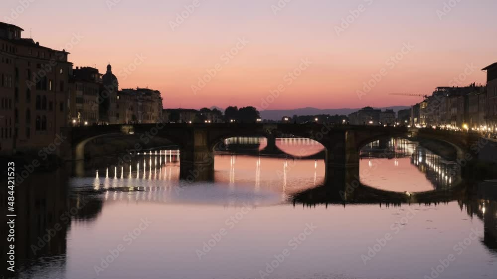 Close up of the st trinity bridge in florence during sunset. Close up of the st trinity bridge in florence during sunset.