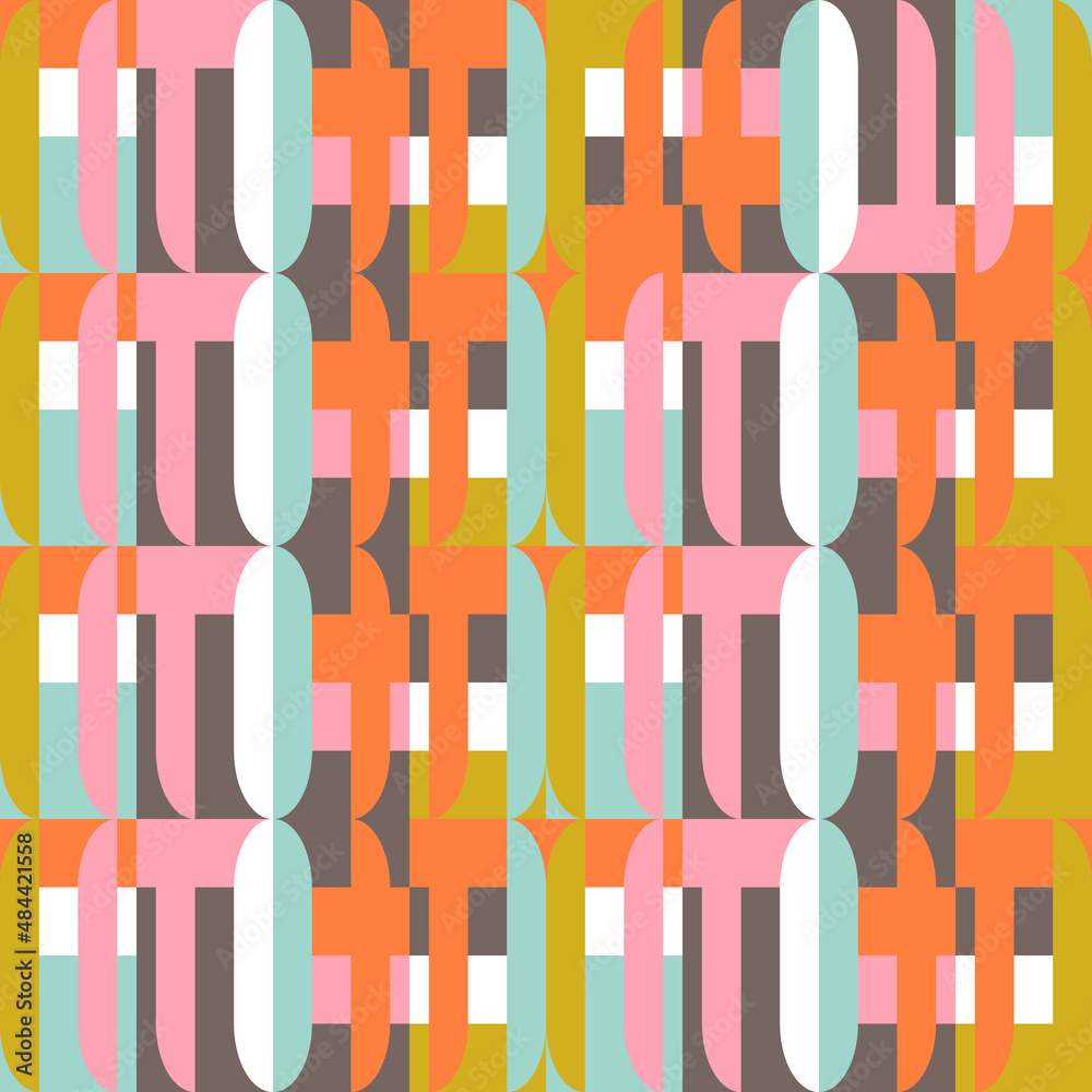 Modern vector abstract geometric background with circles, rectangles and squares in retro style. Pastel colored simple shapes graphic pattern. Abstract mosaic artwork. Modern vector abstract geometric background with circles, rectangles and squares in retro style. Pastel colored simple shapes graphic pattern. Abstract mosaic artwork.