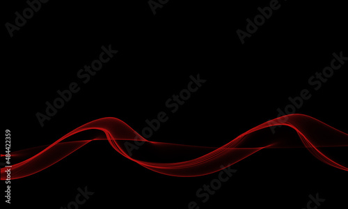 Abstract background neon red waves on a black background
