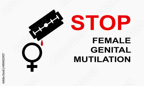 Illustration of International Day of Zero Tolerance for Female Genital Mutilation on February 6th. Stop FGM. Feminism concept. photo
