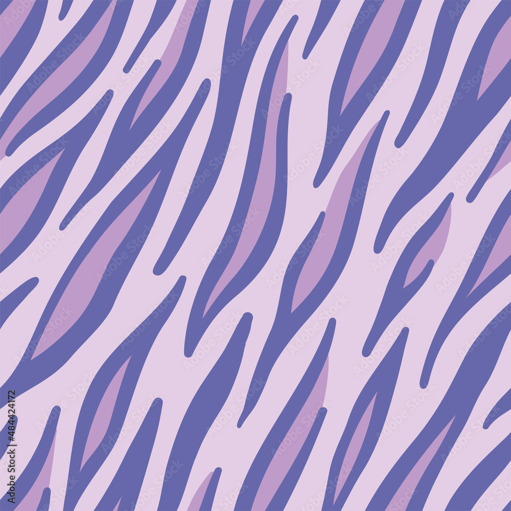 Vector seamless pattern of tiger skin. The trending color of 2022 is very peri. Safari style. Abstract background Vector seamless pattern of tiger skin. The trending color of 2022 is very peri. Safari style. Abstract background