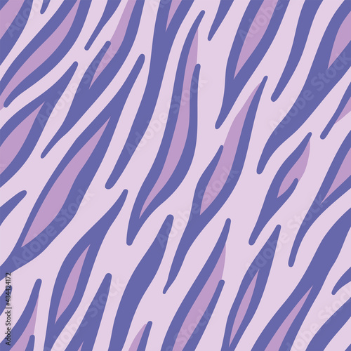 Vector seamless pattern of tiger skin. The trending color of 2022 is very peri. Safari style. Abstract background