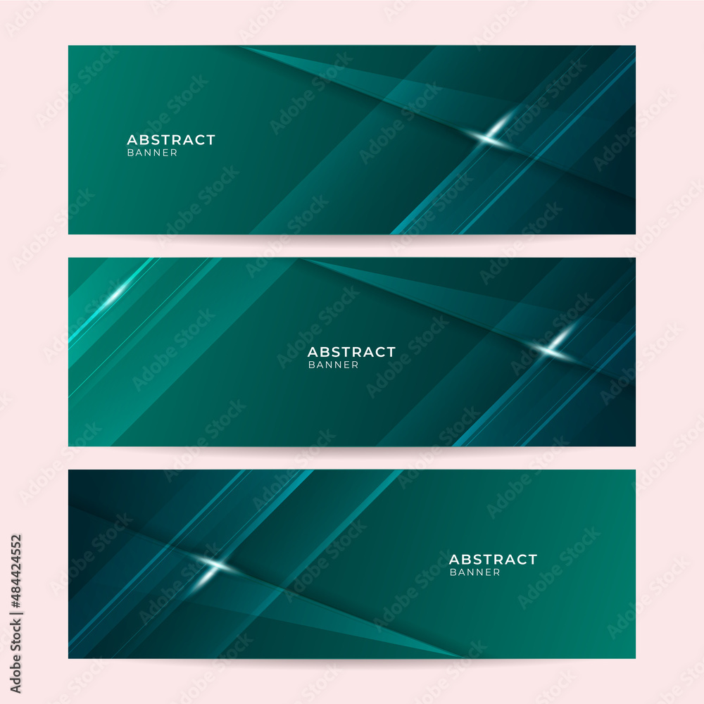 High contrast dark green glossy stripes. Abstract tech graphic banner design. Vector corporate background High contrast dark green glossy stripes. Abstract tech graphic banner design. Vector corporate background