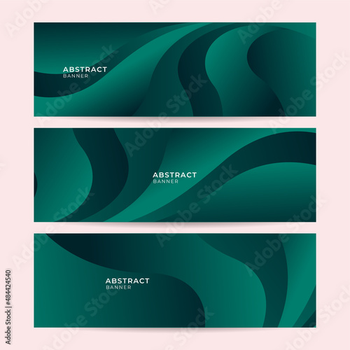 High contrast dark green glossy stripes. Abstract tech graphic banner design. Vector corporate background