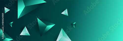 modern memphis geometric green abstract banner design background. High contrast black and dark green glossy stripes. Abstract tech graphic banner design. Vector corporate background