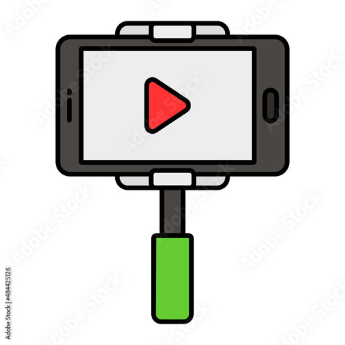 Selfie Stick For video recording and Digital Camera Concept Vector Color Icon Design, Video blogger Symbol, vlogger or videography equipment Sign, motion pictures and film maker Stock illustration