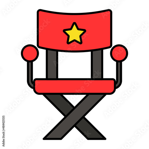 director chair Concept Vector Color Icon Design, Video blogger Symbol, vlogger or videography equipment Sign, motion pictures and film maker Stock illustration