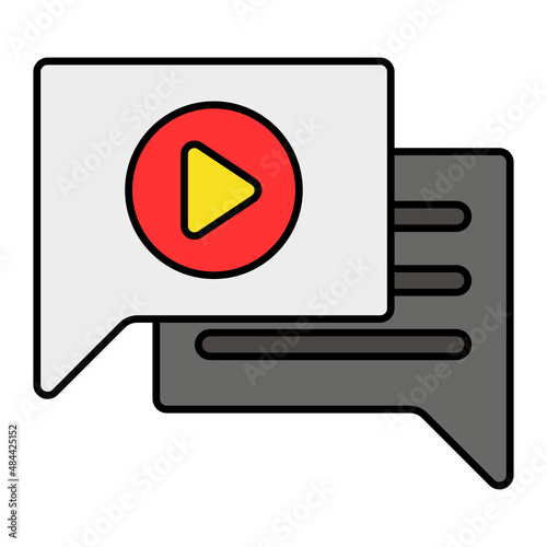 Comments and Reviews Vector Color Icon Design, Video blogger Symbol, vlogger or videography equipment Sign, motion pictures and film maker Stock illustration, Discussion Bubble Concept