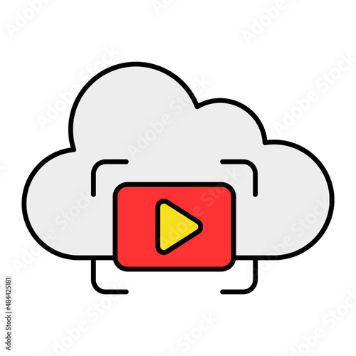 Cloud Streaming engine Concept, Video Storage Color Icon Design, Video blogger Symbol, photographer or videography equipment Sign, Filmography and Cinematography Stock