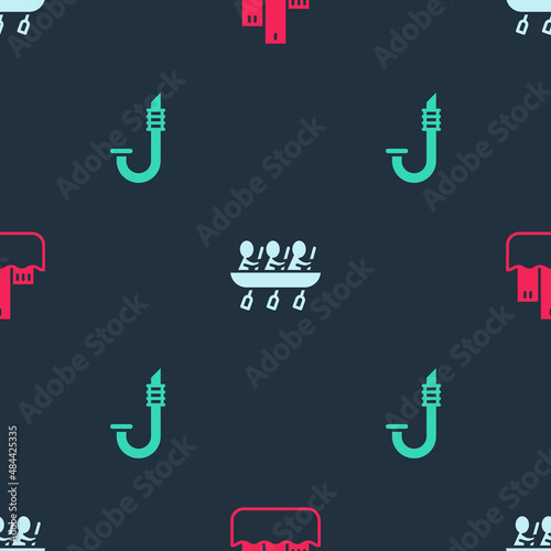Set Winner podium, Canoe rowing team sports and Snorkel on seamless pattern. Vector