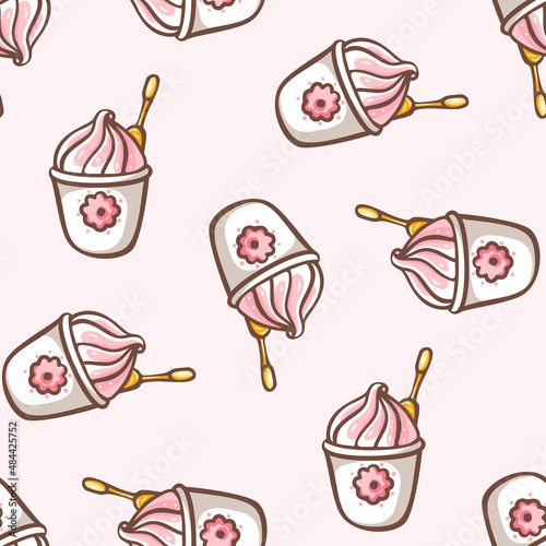 Seamless pattern with frozen yogurt