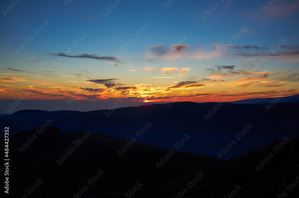 Sunset colors mountain sky landscape