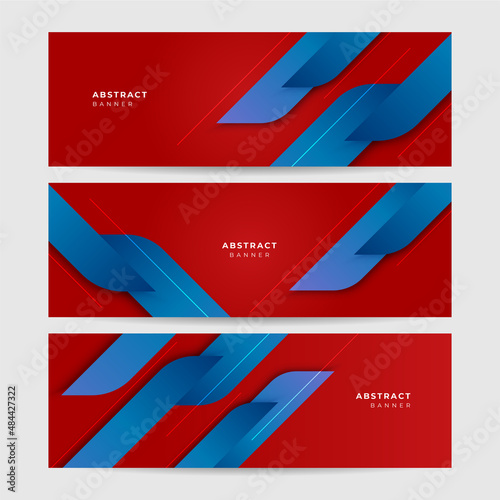 Set of modern gradient shape red blue abstract banner design background