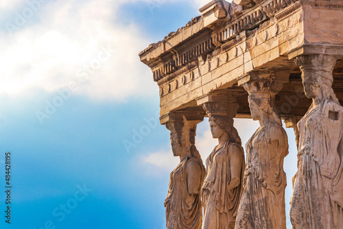 Acropolis of Athens ruins details sculptures Greeces capital Athens Greece.