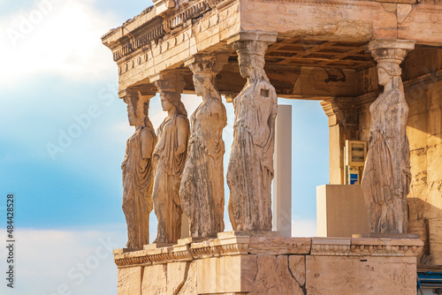 Acropolis of Athens ruins details sculptures Greeces capital Athens Greece. photo