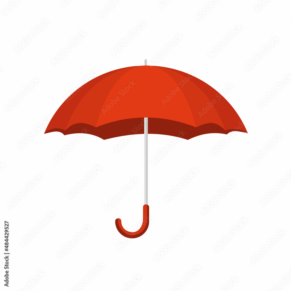 Red umbrella isolated on white background. Colorful umbrella for rain and sun. Vector stock Red umbrella isolated on white background. Colorful umbrella for rain and sun. Vector stock
