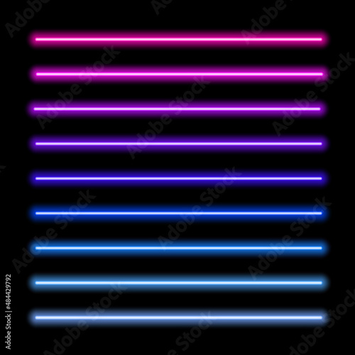 Neon lines in blue and pink shades. Glowing sticks. Vector gradient.