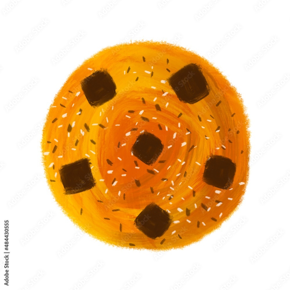 Isolated chocolate chip cookie icon hand drawn illustration Isolated chocolate chip cookie icon hand drawn illustration