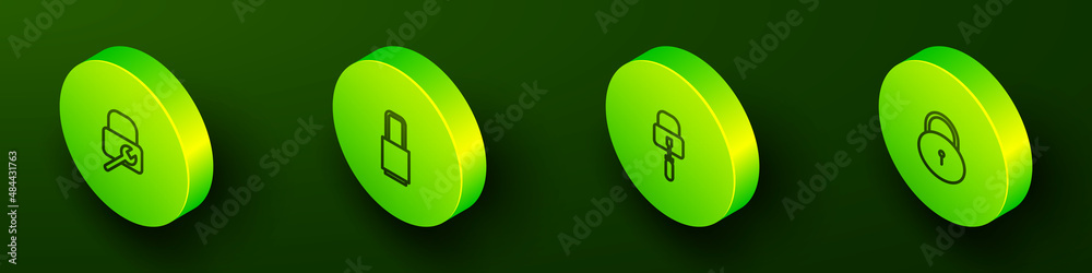 Set Isometric line Lock repair, , picks for lock picking and icon. Vector Set Isometric line Lock repair, , picks for lock picking and icon. Vector