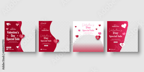 valentine's day special sale promotional  social media post design template