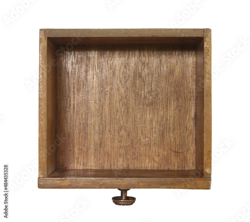 Wooden cabinet drawer top view (with clipping path) isolated on white background