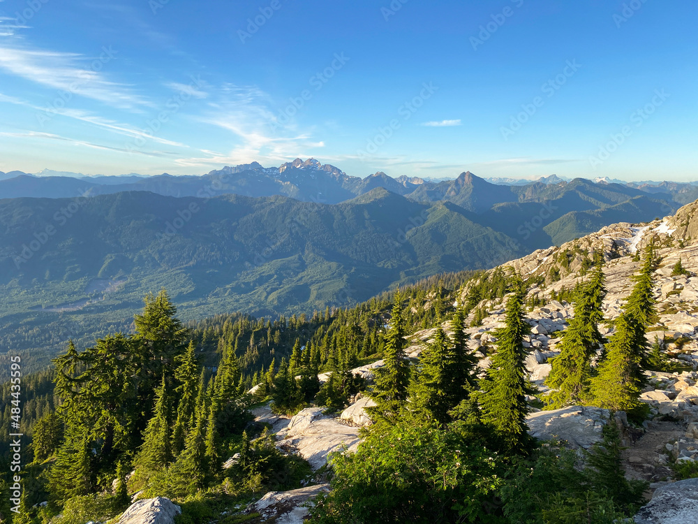 Hiking in the north cascades through sub alpine forest