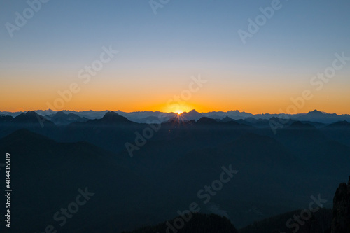 The Sun rising in the North Cascades