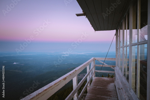 Alpenglow in the sky at Mount Pilchuck fire lookout