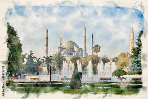 Canvas Print The Blue Mosque or Sultan Ahmet Camii on Sultanahmet Square in Istanbul, Turkey