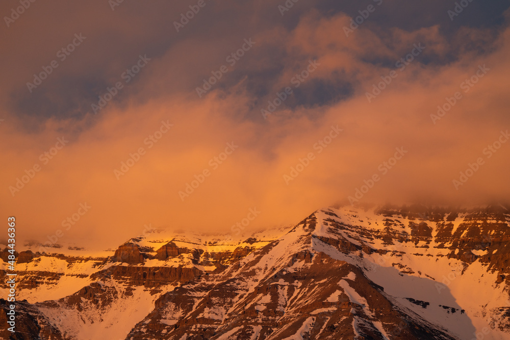 Vibrant sunset over Timpanogos Mountain with colorful clouds