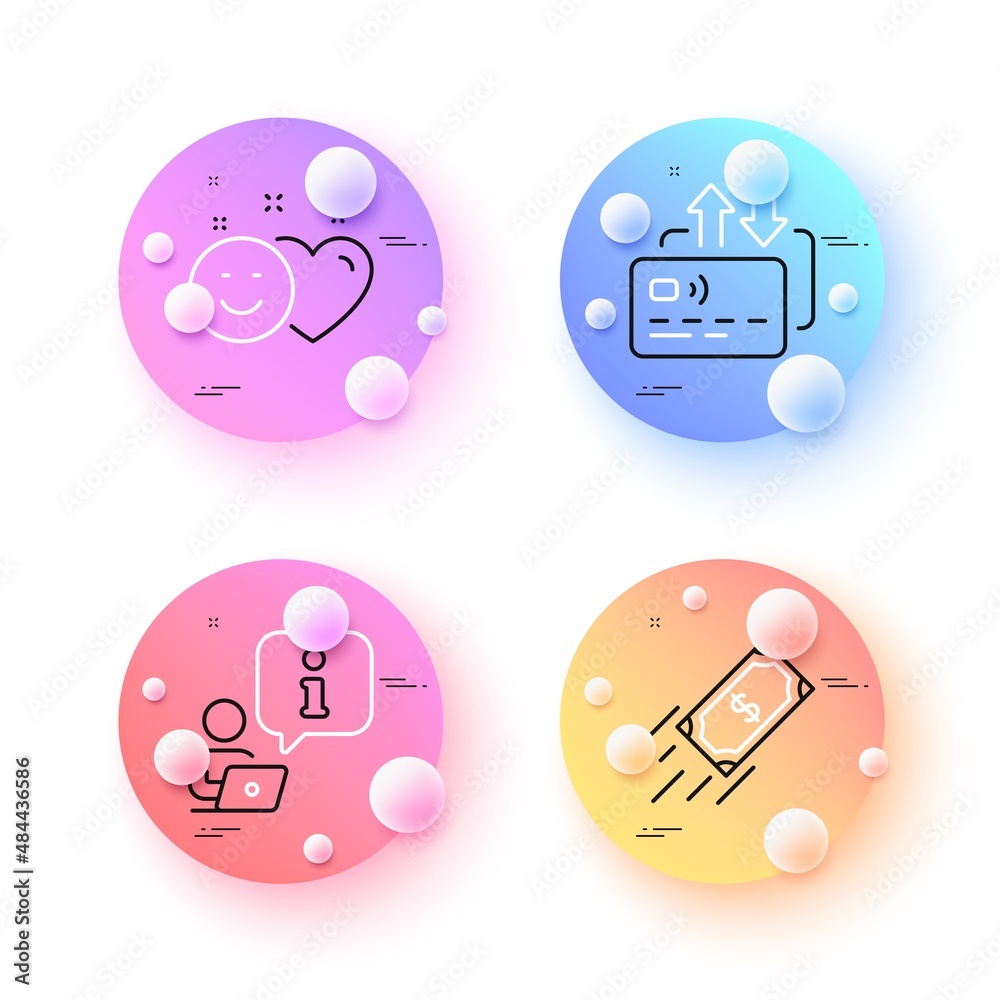 Interview, Card and Fast payment minimal line icons. 3d spheres or balls buttons. Smile icons. For web, application, printing. Online meeting, Send payment, Finance transfer. Social media like. Vector Interview, Card and Fast payment minimal line icons. 3d spheres or balls buttons. Smile icons. For web, application, printing. Online meeting, Send payment, Finance transfer. Social media like. Vector