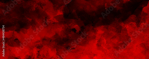 Vector watercolor art background with red fire on black. Hand drawn vector danger texture. Flame. Grunge template for flyers, cards, poster, cover. Dangerous, crash, accident.