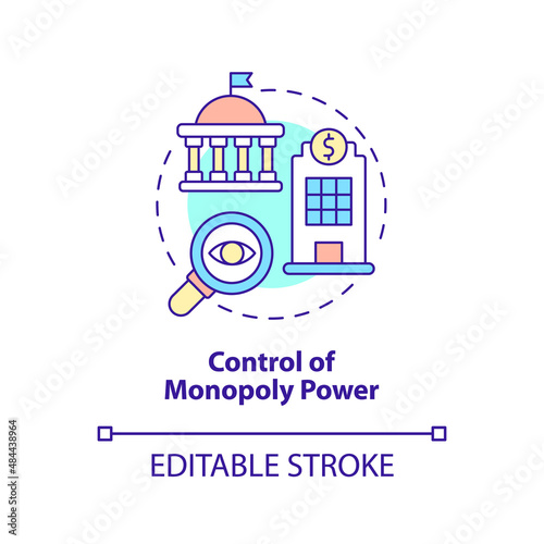 Control of monopoly power concept icon. Legislative measures. Mixed economy features abstract idea thin line illustration. Isolated outline drawing. Editable stroke. Arial  Myriad Pro-Bold fonts used