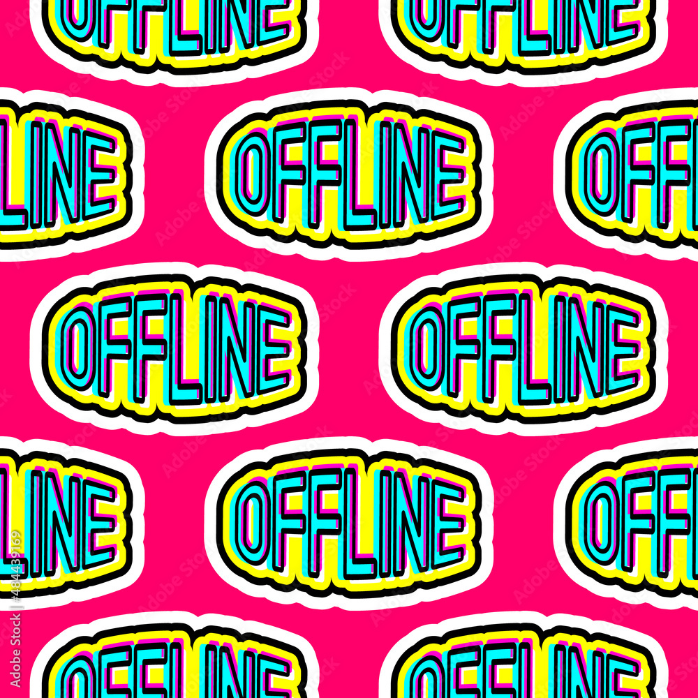 Seamless pattern with word patches “Offline