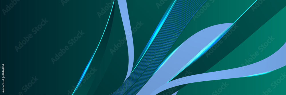 Obraz premium modern Wave green abstract banner design background